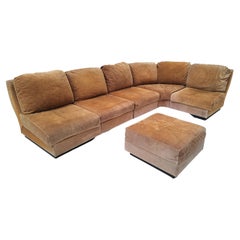 Used Mid-Century Modern Modular Sofa Set by Willy Rizzo, Suede, Italy, 1970s