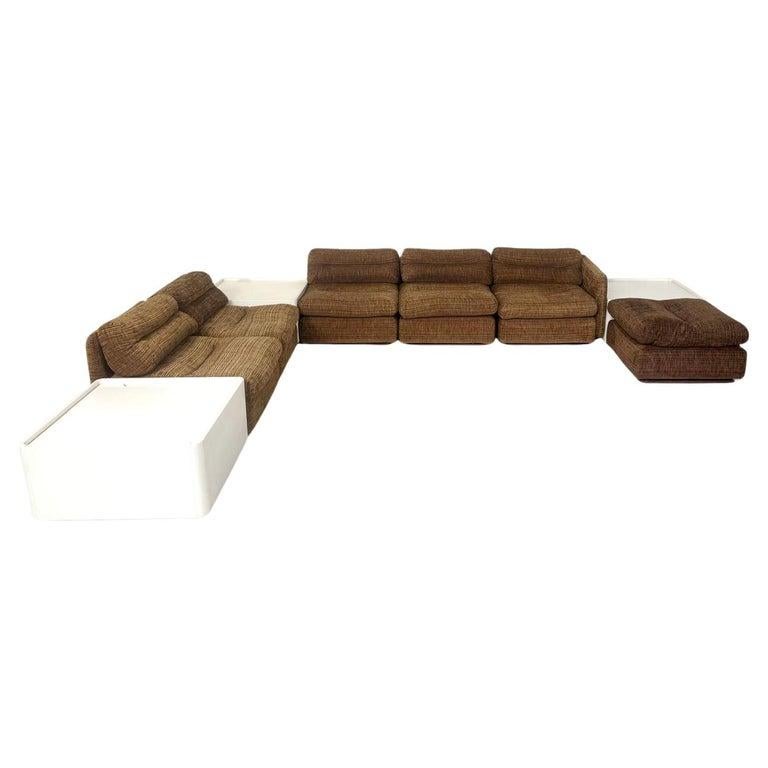 Fabric Mid-Century Modern Modular Sofa with Side Tables, 1970s For Sale