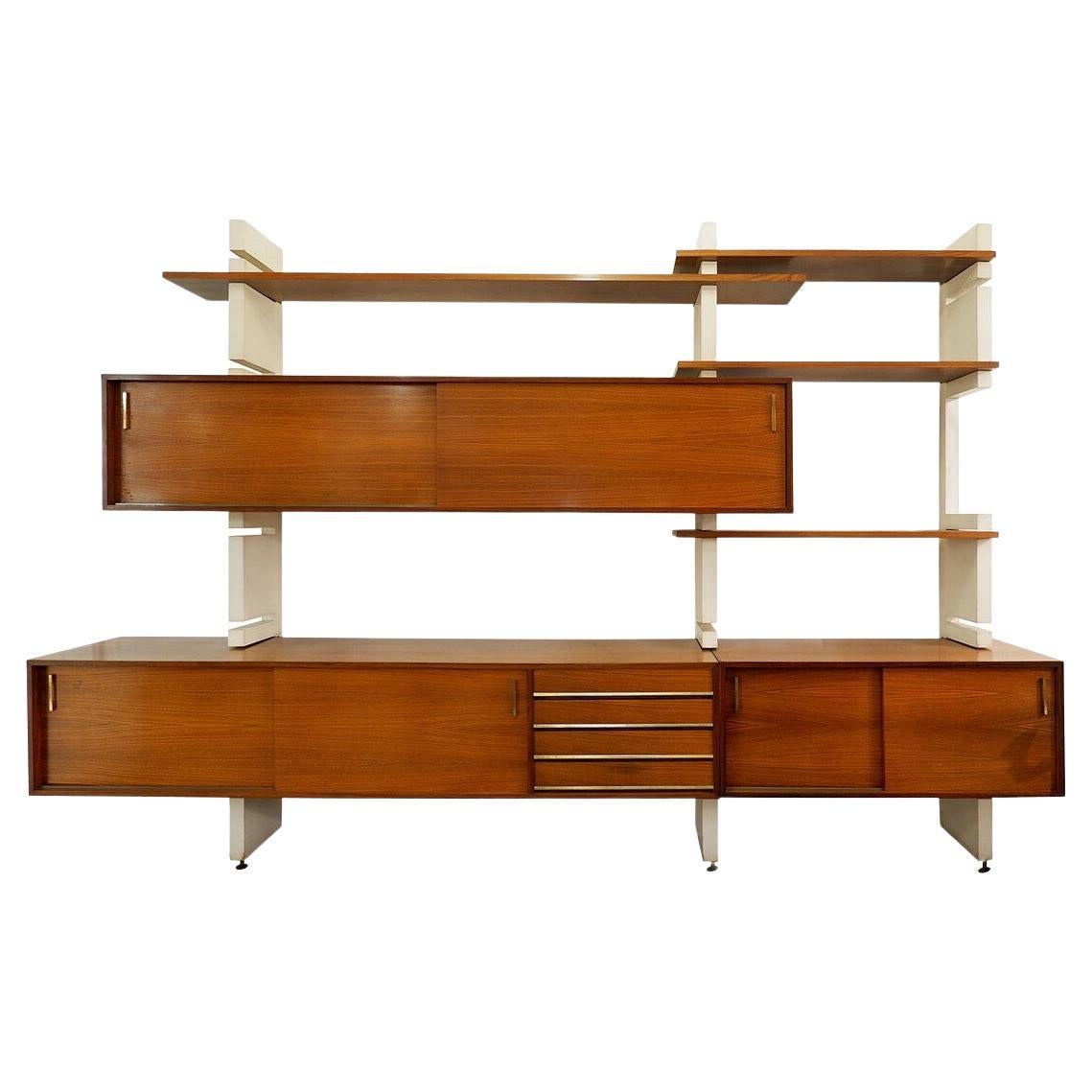 Mid-Century Modern Modular Wooden Wall unit "Extenso" by Amma, Italy, 1960s