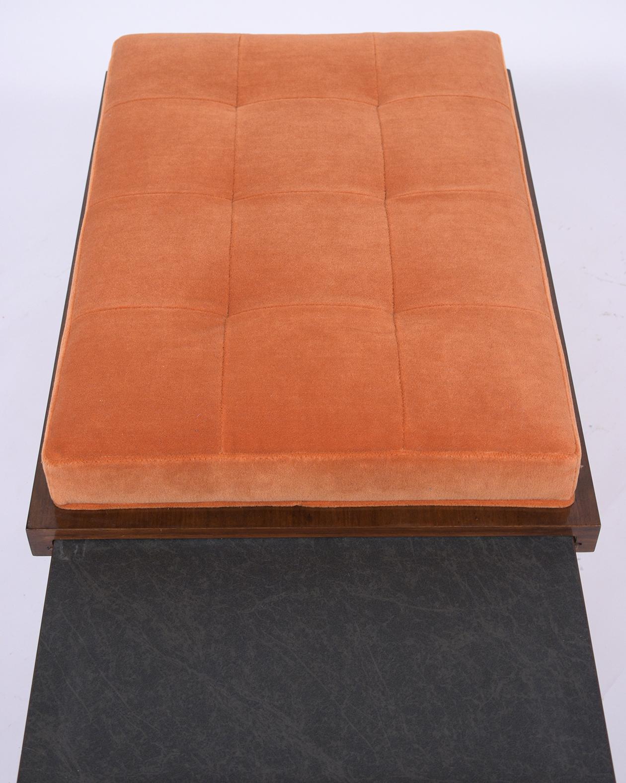 Mid-Century Modern Mohair Tufted Bench 4