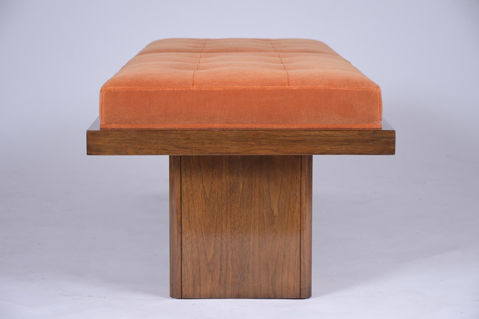 Mid-Century Modern Mohair Tufted Bench 1