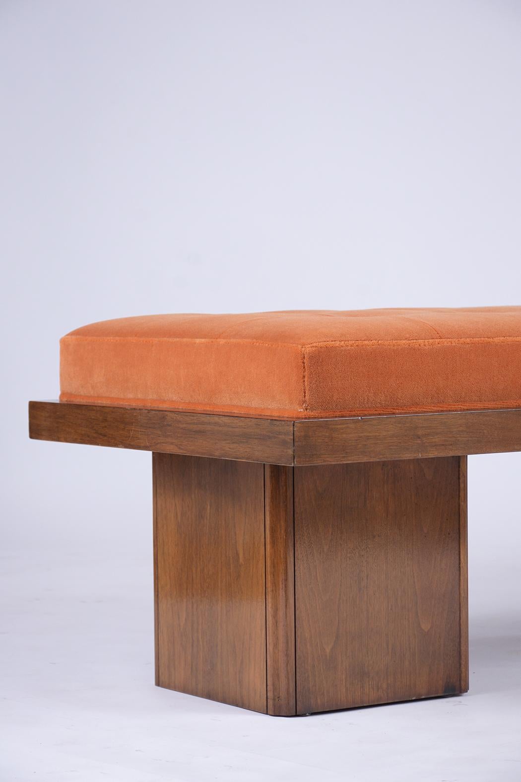 Mid-Century Modern Mohair Tufted Bench 2