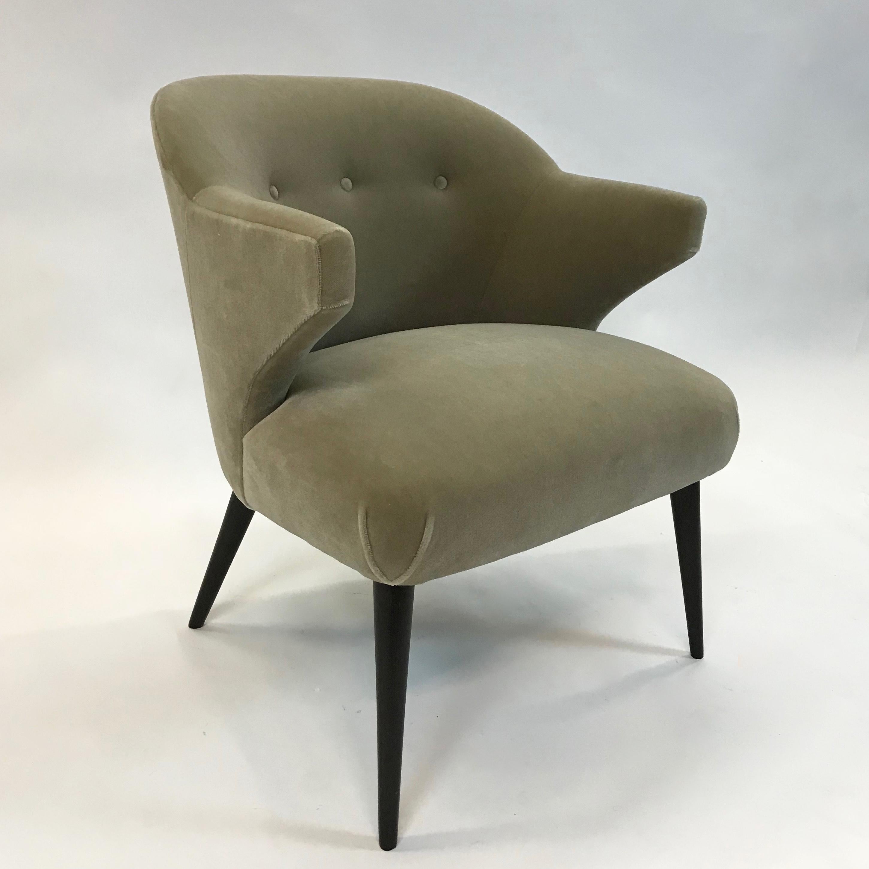 Mid-Century Modern Mohair Wing Armchair 3