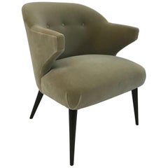 Mid-Century Modern Mohair Wing Armchair