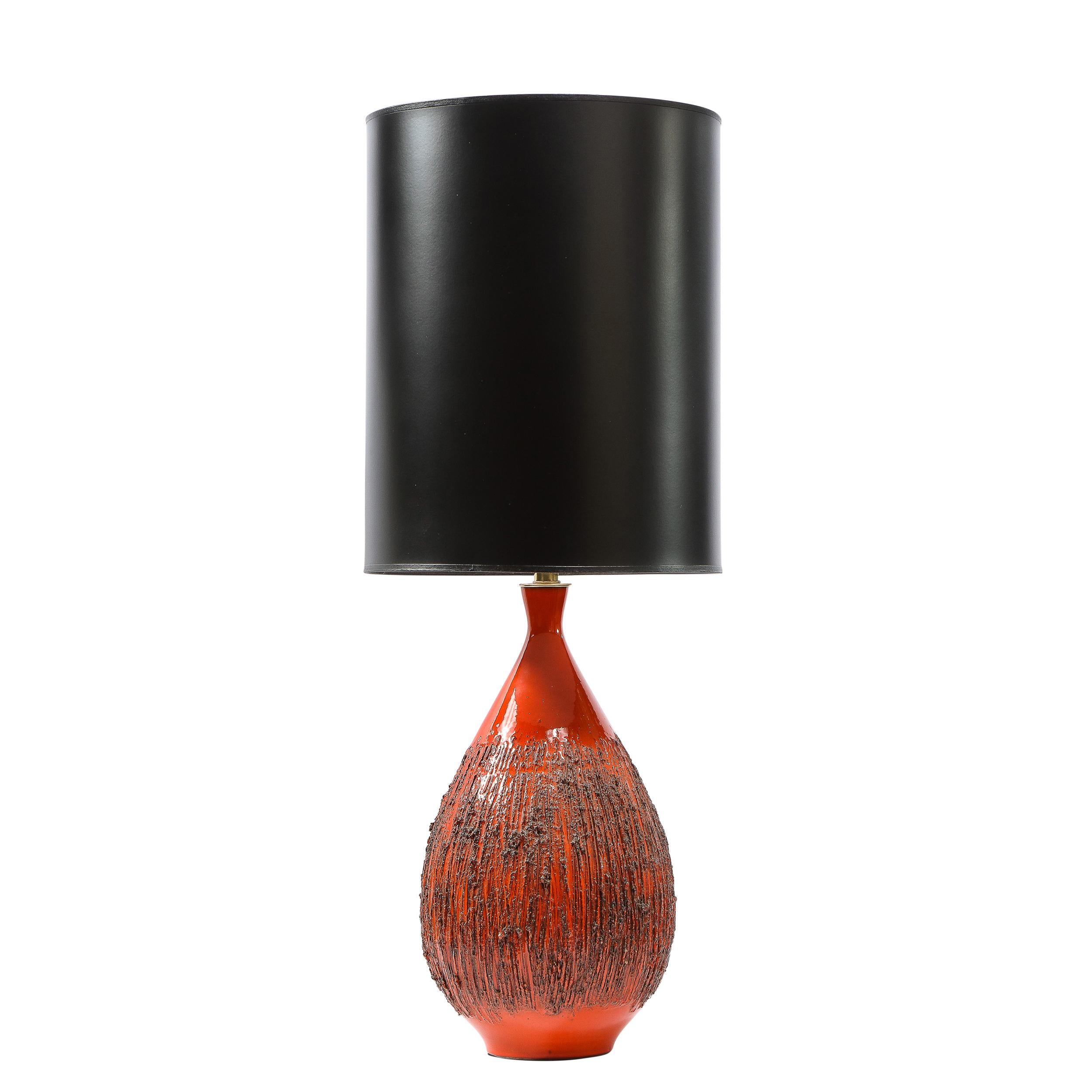 American Mid-Century Modern Molten Red Orange Table Lamp by Lee Rosen for Design Technics For Sale