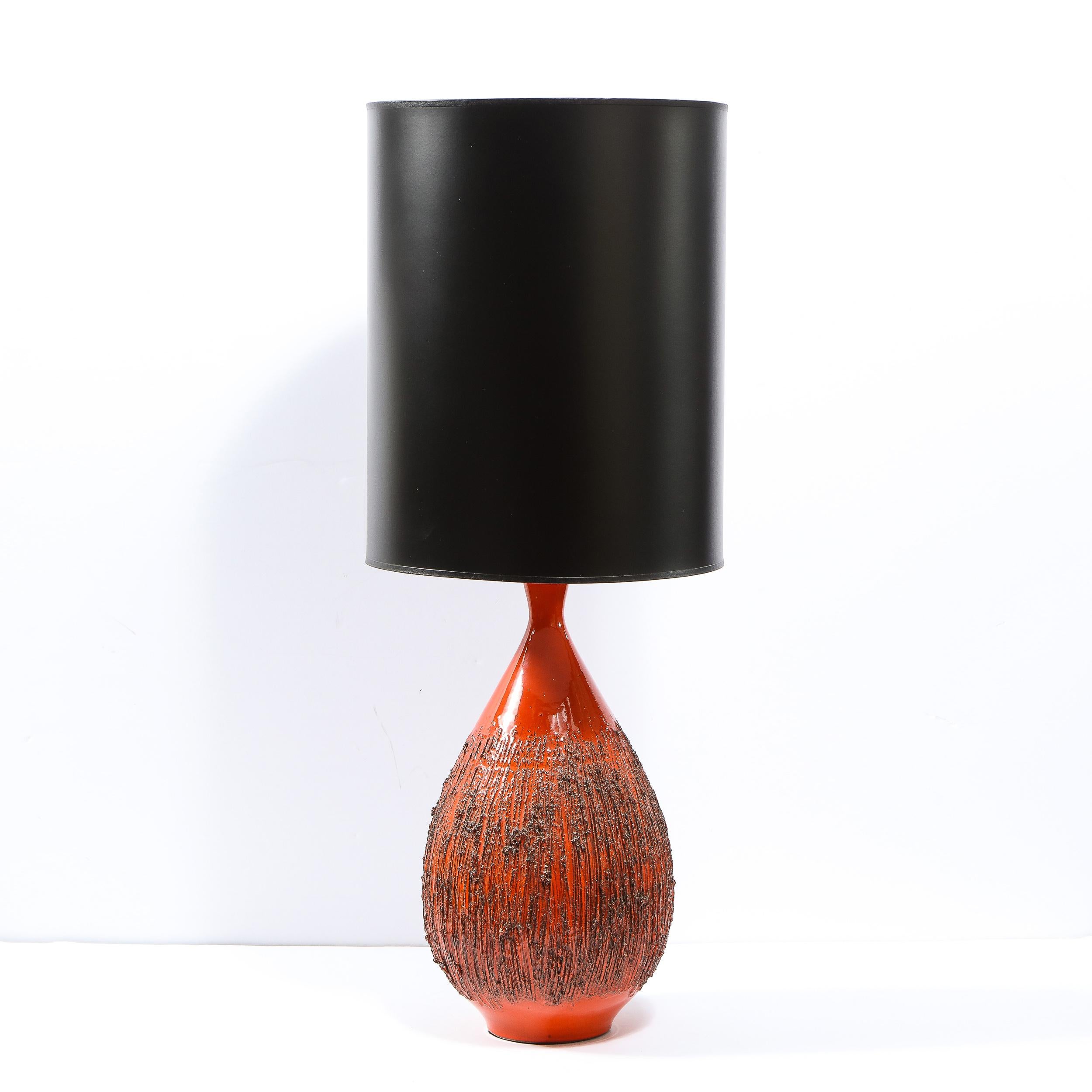 Mid-Century Modern Molten Red Orange Table Lamp by Lee Rosen for Design Technics In Excellent Condition For Sale In New York, NY