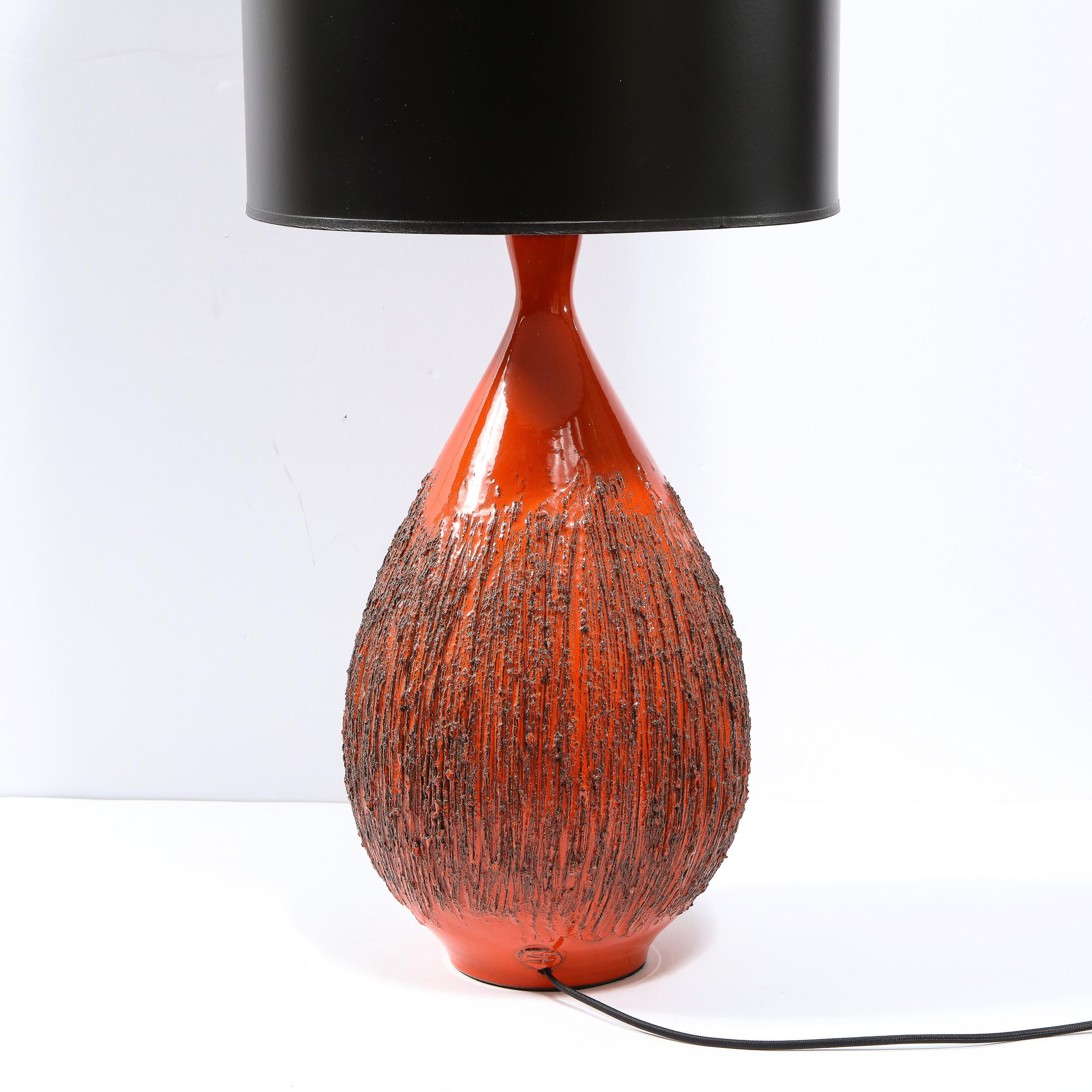 Mid-Century Modern Molten Red Orange Table Lamp by Lee Rosen for Design Technics For Sale 1