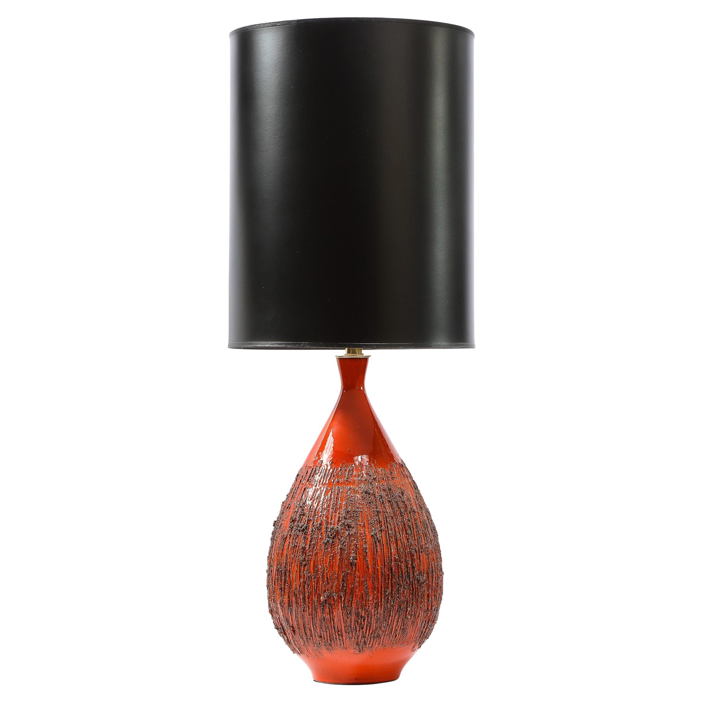 Mid-Century Modern Molten Red Orange Table Lamp by Lee Rosen for Design Technics For Sale