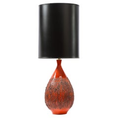 Mid-Century Modern Molten Red Orange Table Lamp by Lee Rosen for Design Technics