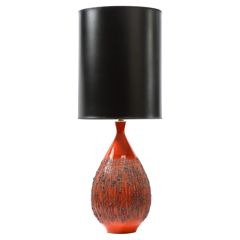 Red Orange Table Lamp By Lee Rosen, Famous Designer Table Lamps In Dubai