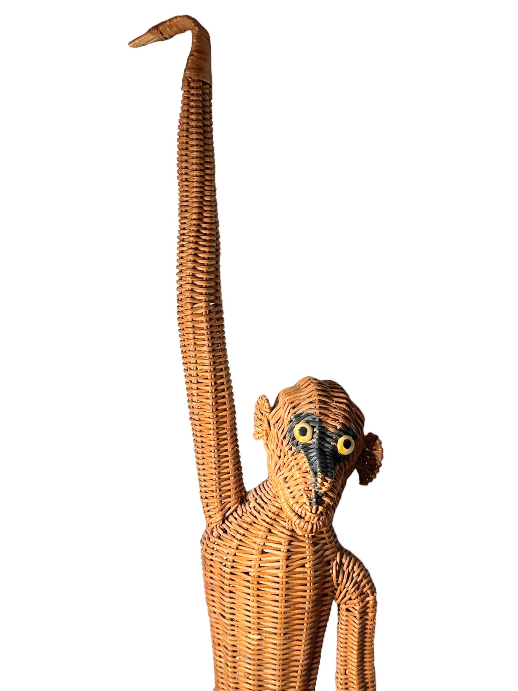 Mid-Century Modern Monkey Ape Rattan Wicker Hanging Figure 1970s, France For Sale 7