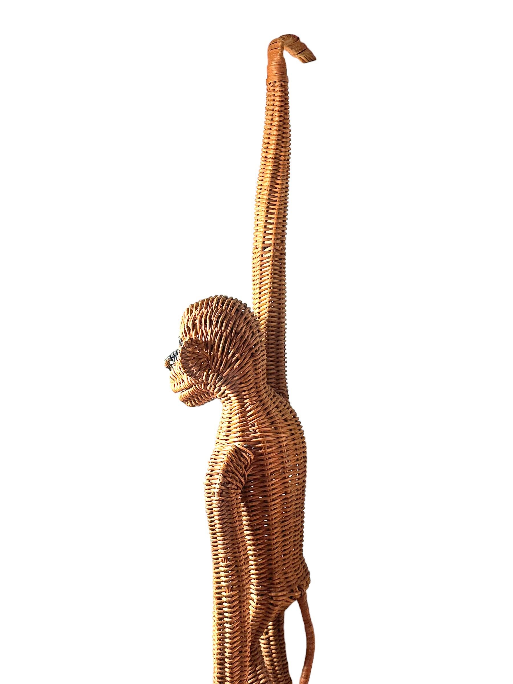 Mid-Century Modern Monkey Ape Rattan Wicker Hanging Figure 1970s, France For Sale 8