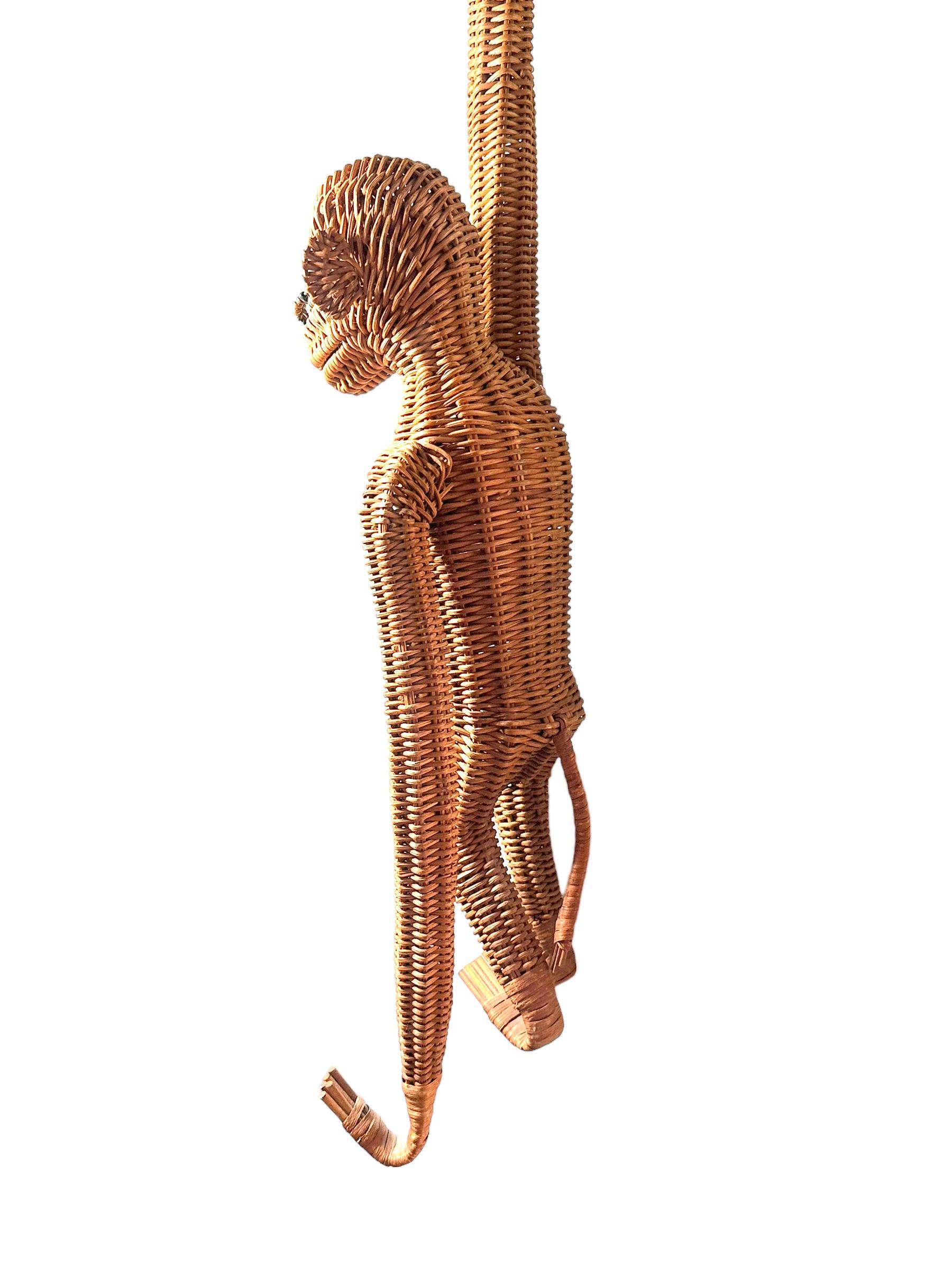 Mid-Century Modern Monkey Ape Rattan Wicker Hanging Figure 1970s, France For Sale 9