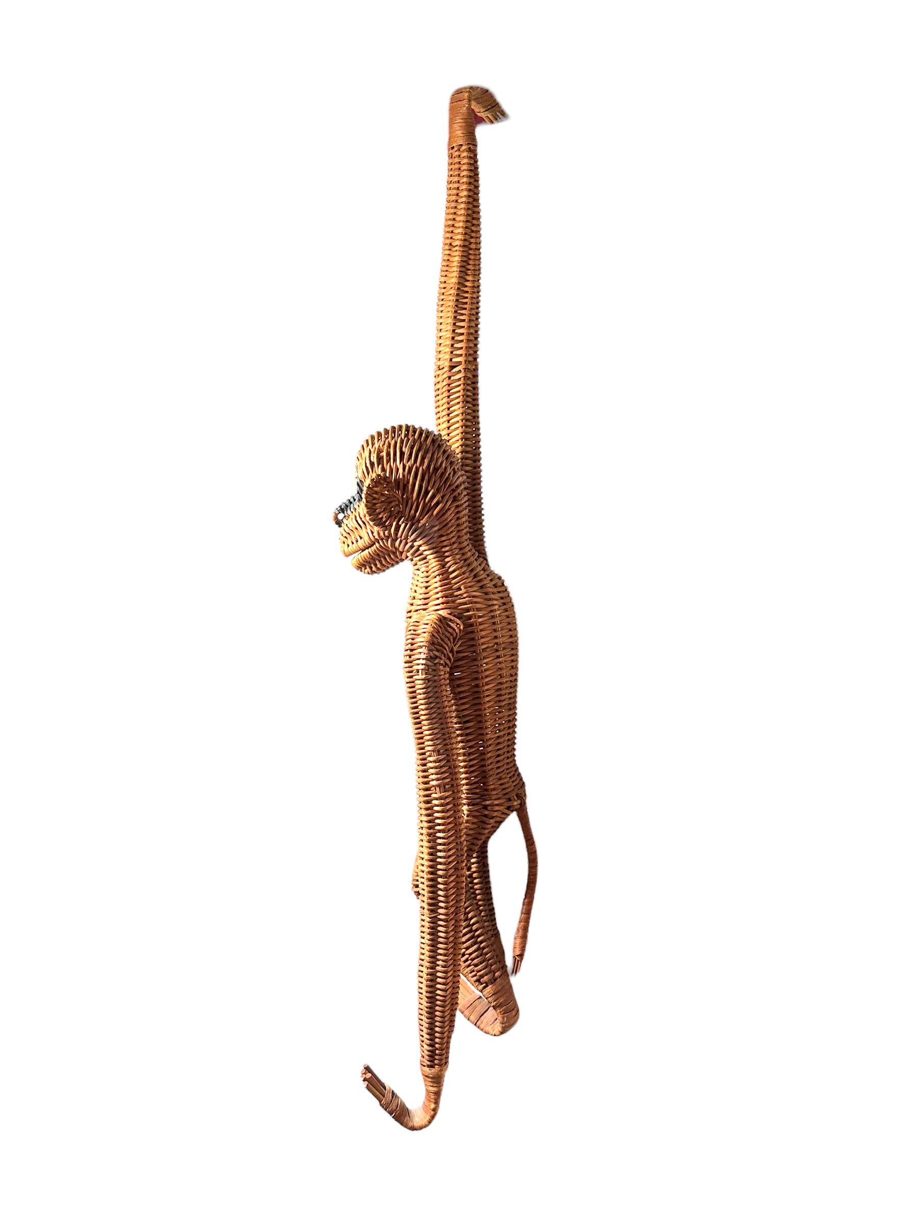 Mid-Century Modern Monkey Ape Rattan Wicker Hanging Figure 1970s, France For Sale 10