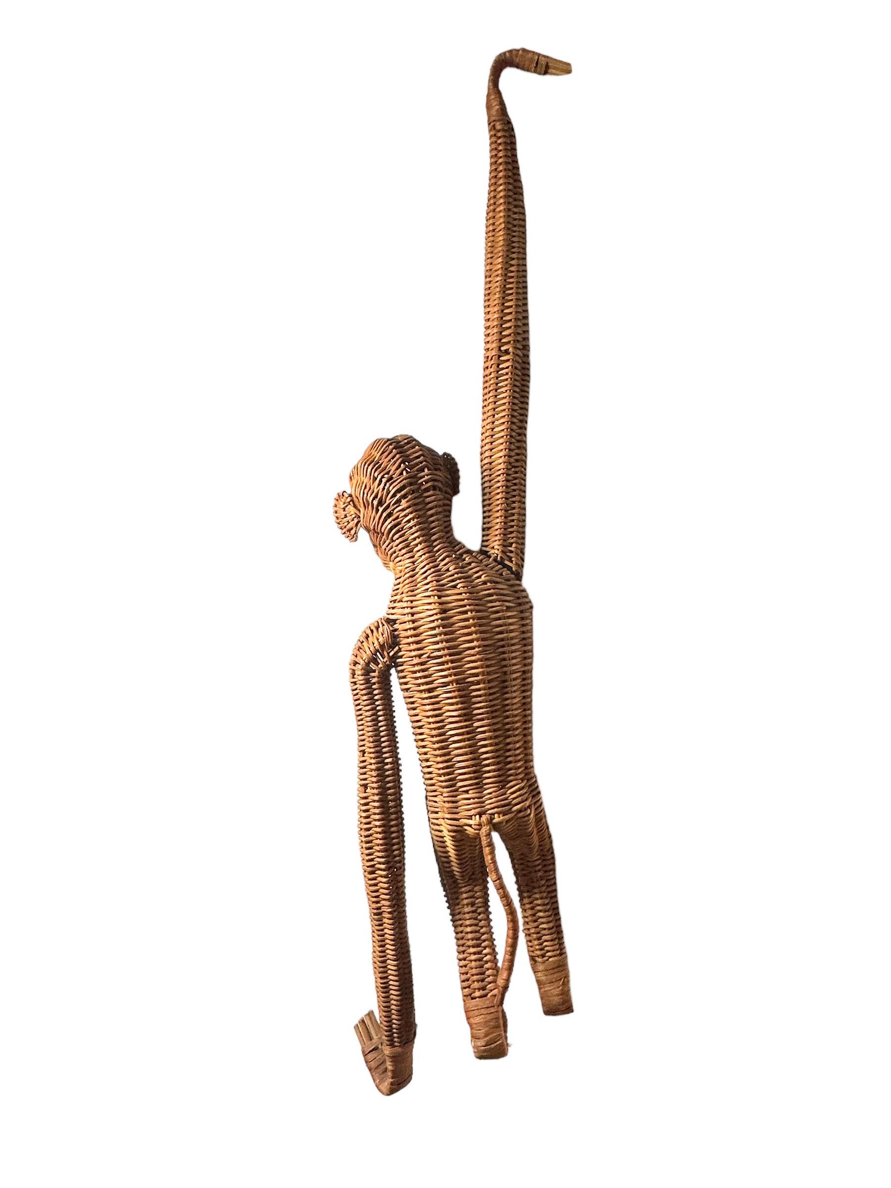 Mid-Century Modern Monkey Ape Rattan Wicker Hanging Figure 1970s, France For Sale 11