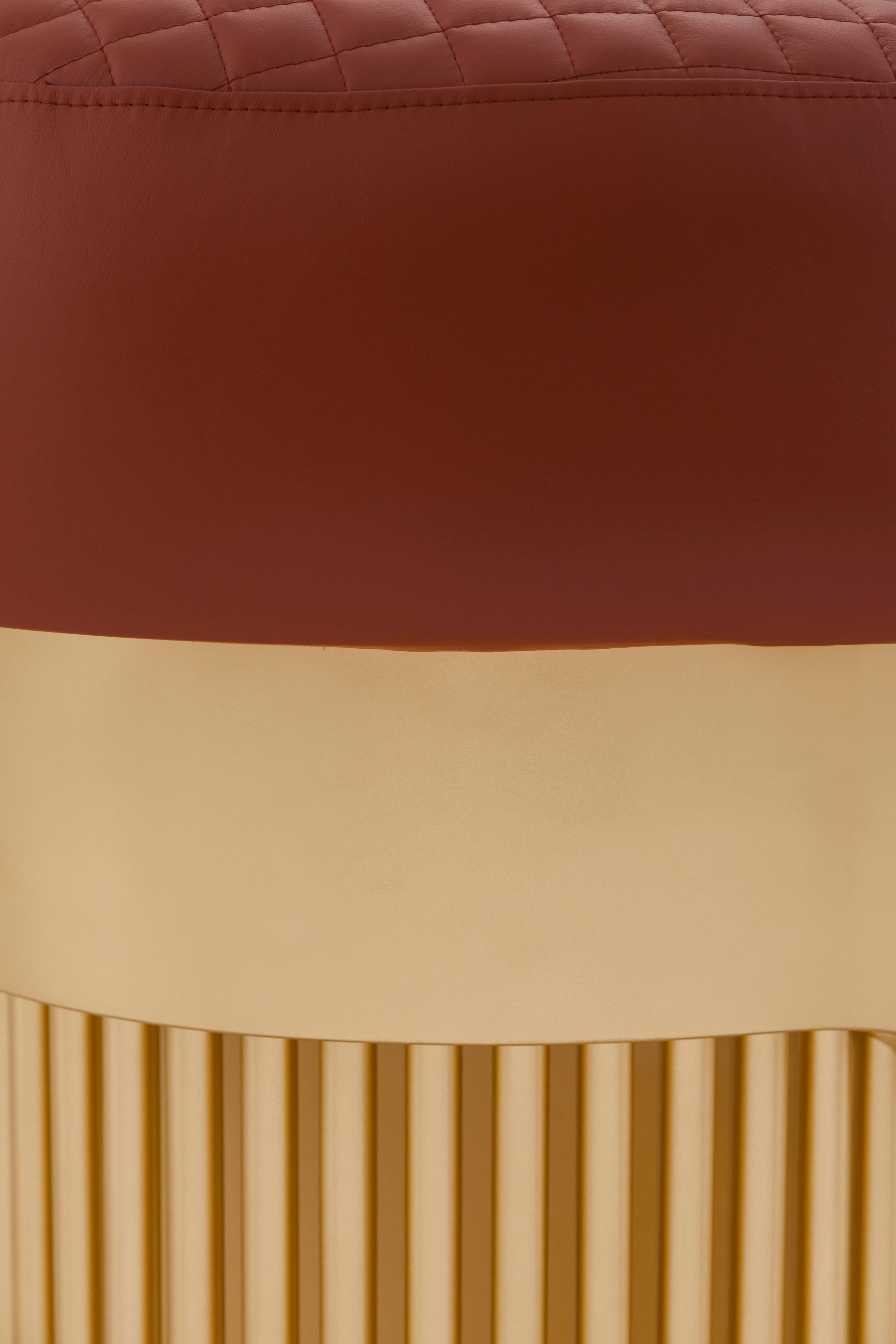 Mid-Century Modern Mons Daybed, Goldlack, Rotes Leder, Handarbeit Greenapple im Angebot 3