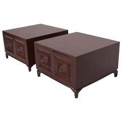 Maurice Bailey Monteverdi Young Splendid Mahogany End Cabinets-Side Tables 1970s