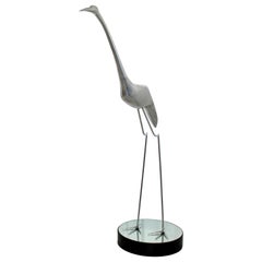 Mid-Century Modern Monumental Curtis Jere Chrome Heron Floor Sculpture, 1970s