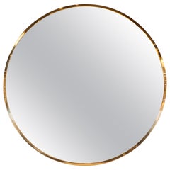Mid-Century Modern Monumental Round Minimalist Brass Wrapped Mirror Mid-Century Modern Monumental Round Minimalist Brass Wrapped Mirror