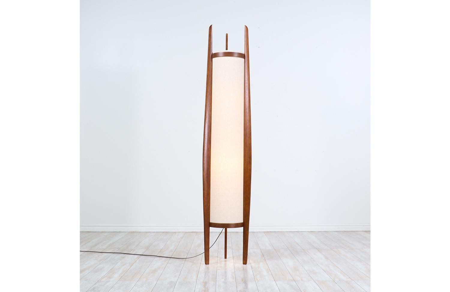American Mid-Century Modern Monumental Sculptural Walnut Floor Lamp by Modeline