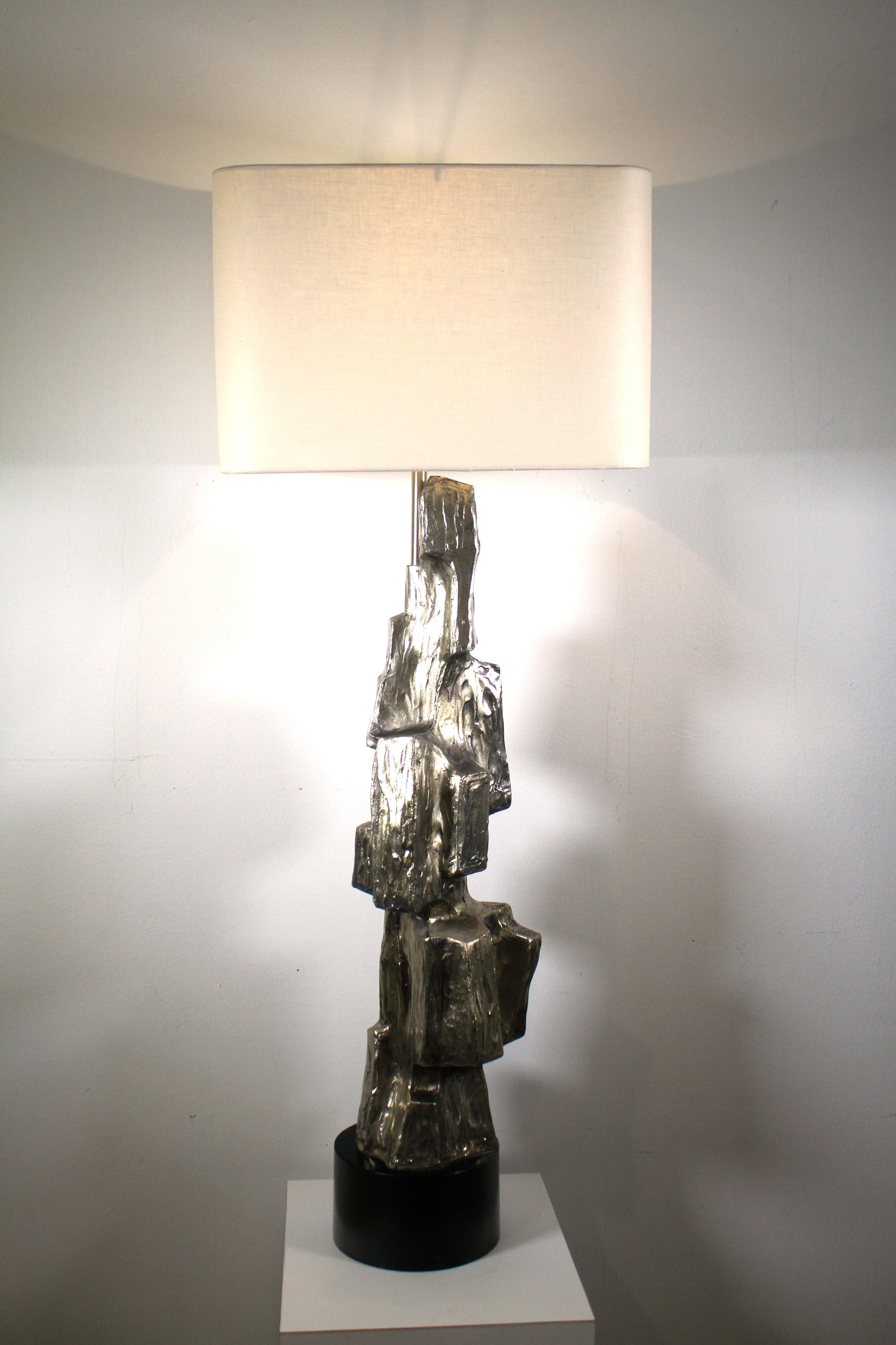 Mid-Century Modern Monumental X-Large Tempestini Cubist Aluminum Lamp 4