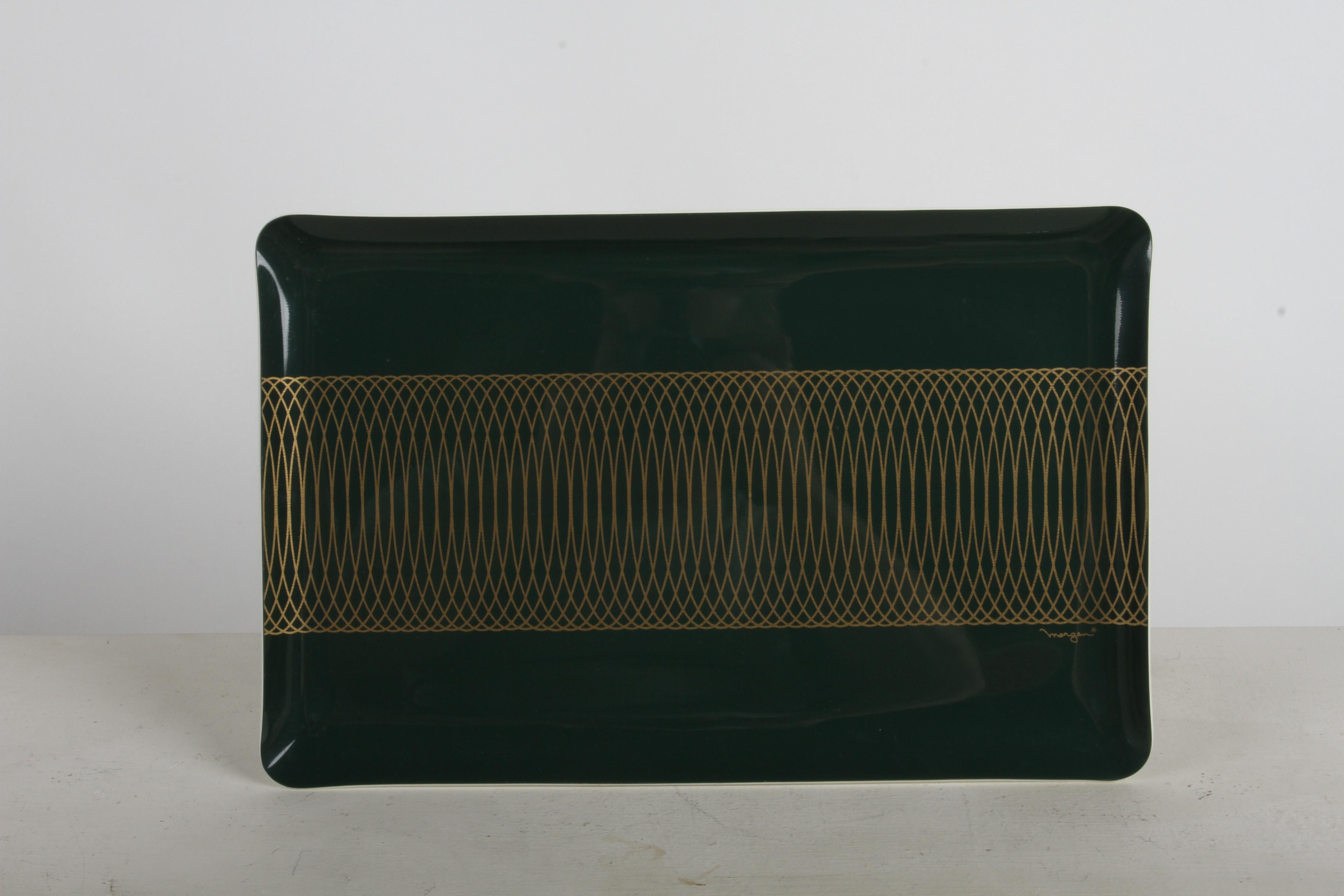 Mid-Century Modern Morgan Bar Set with 8 highball Glasses, Tray & Ice Bucket For Sale 6