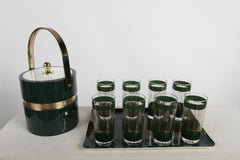 Mid-Century Modern Morgan Bar Set with 8 highball Glasses, Tray & Ice Bucket