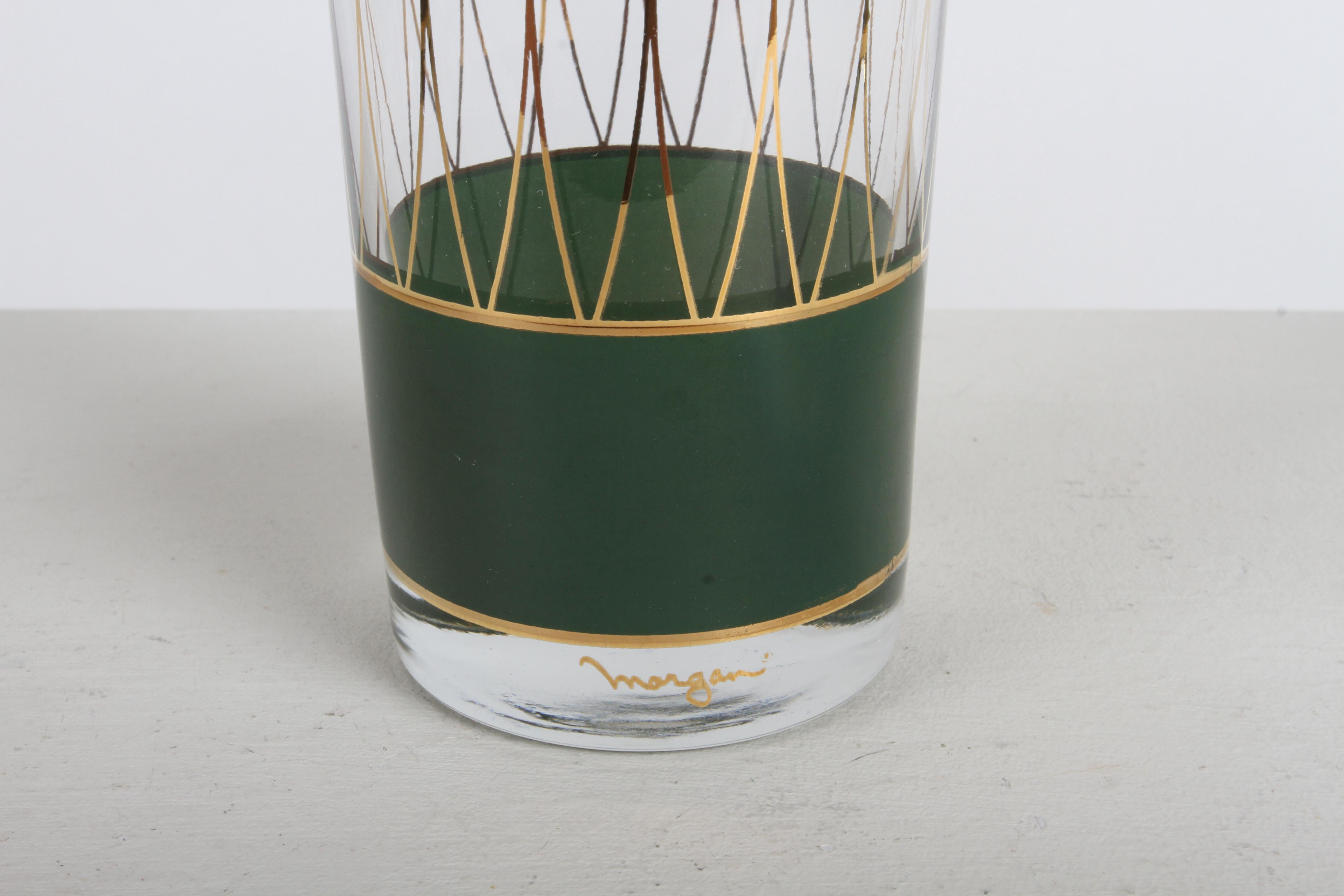 Mid-Century Modern Morgan Bar Set with 8 highball Glasses, Tray & Ice Bucket For Sale 3