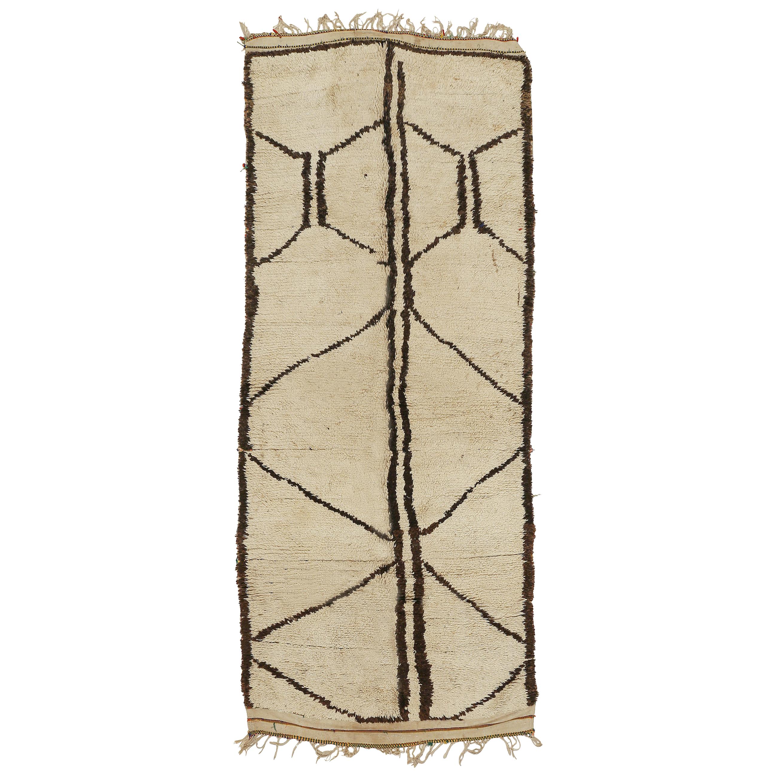 Mid-Century Modern Moroccan Abstract Azilal Berber Wool Rug