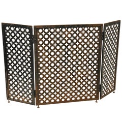 Mid-Century Modern Moroccan Style Patinated Iron Folding Fireplace Screen