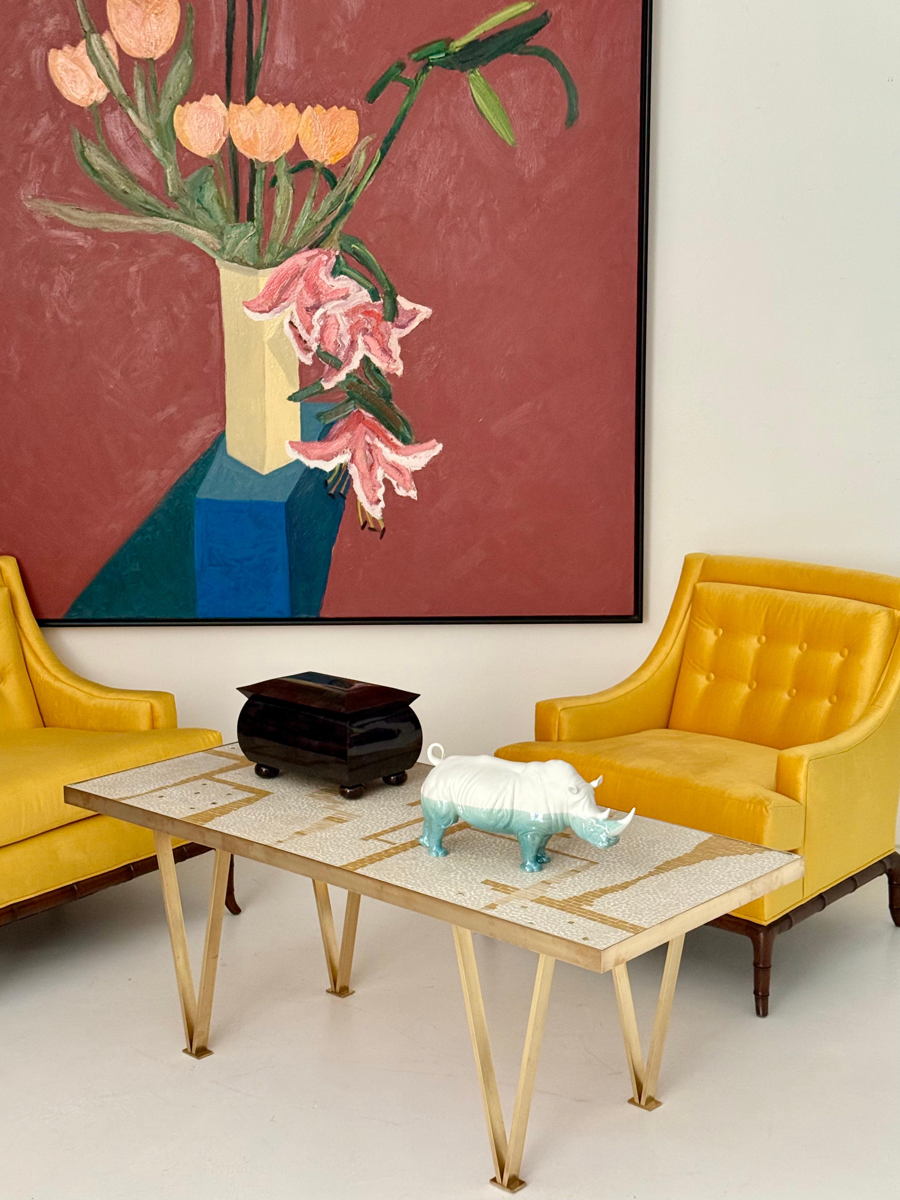 Table à cocktail en mosaïque et laiton, Europe, années 1960 en vente 6