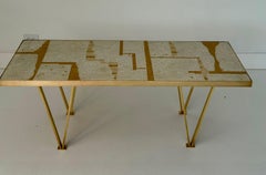 Moderner Cocktailtisch mit Mosaik und Messing, Europa, 1960er Jahre