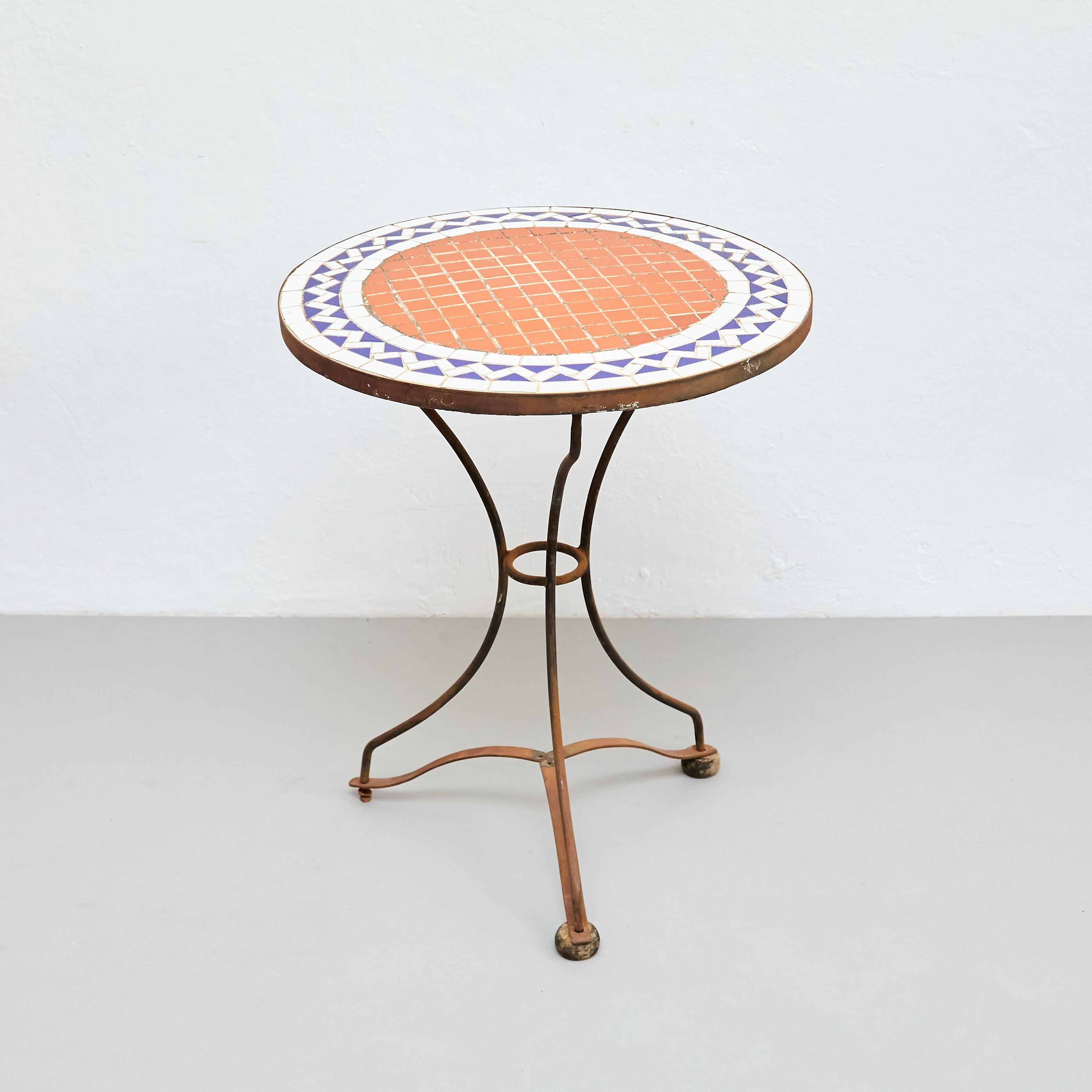Mid-Century Modern Mosaic Bistrot French Coffee Table, circa 1960 In Good Condition In Barcelona, ES