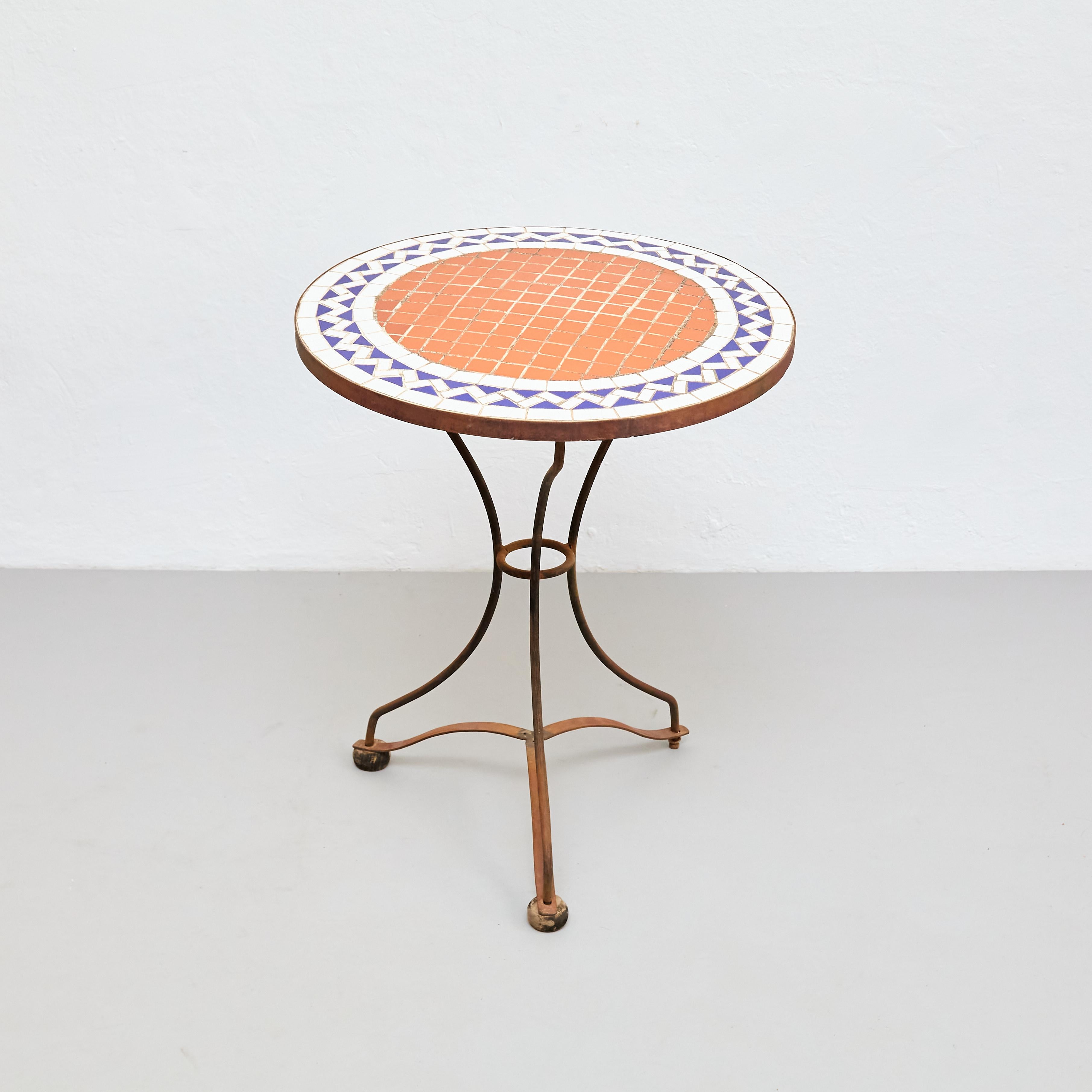 Mid-20th Century Mid-Century Modern Mosaic Bistrot French Coffee Table, circa 1960 For Sale