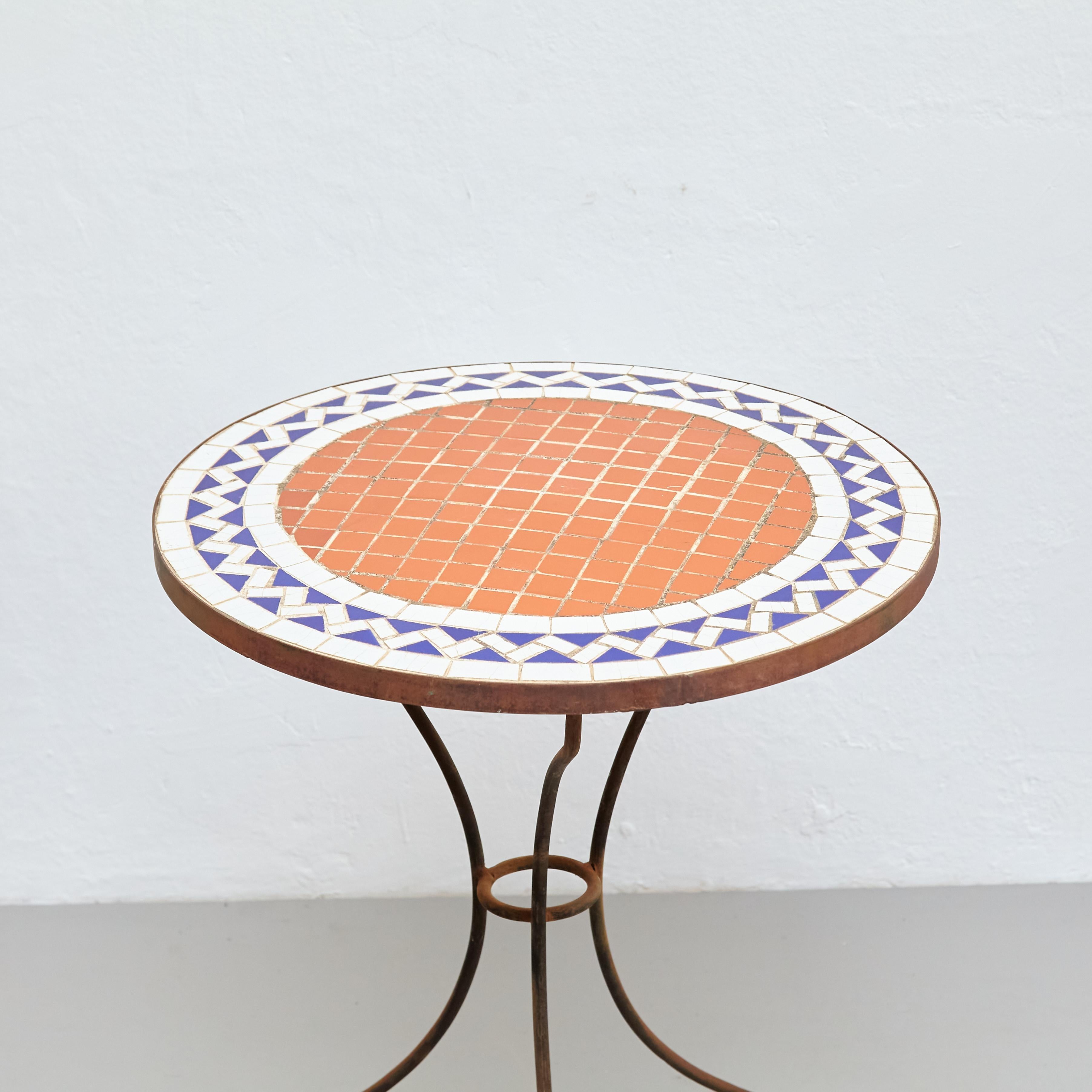 Metal Mid-Century Modern Mosaic Bistrot French Coffee Table, circa 1960