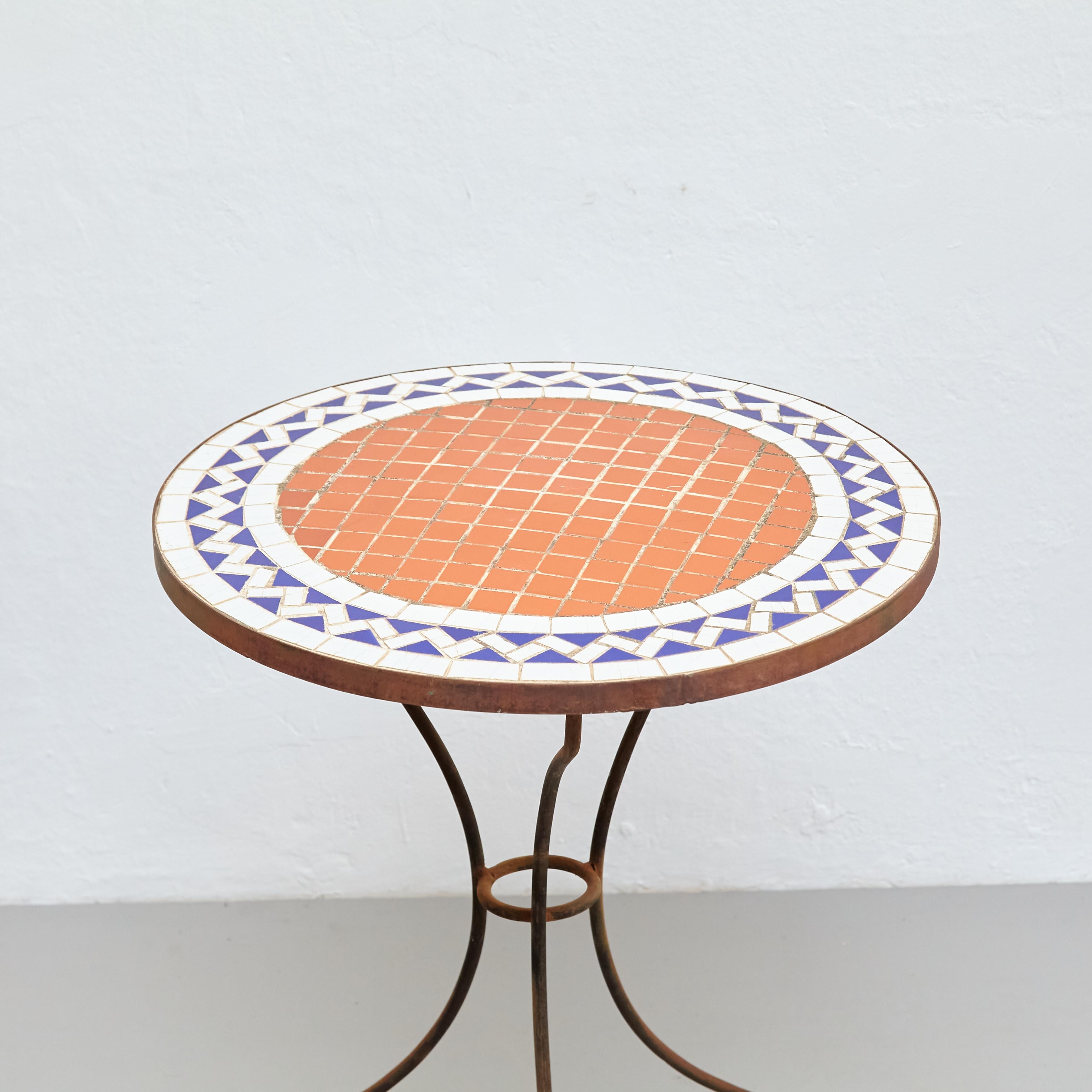 Metal Mid-Century Modern Mosaic Bistrot French Coffee Table, circa 1960 For Sale