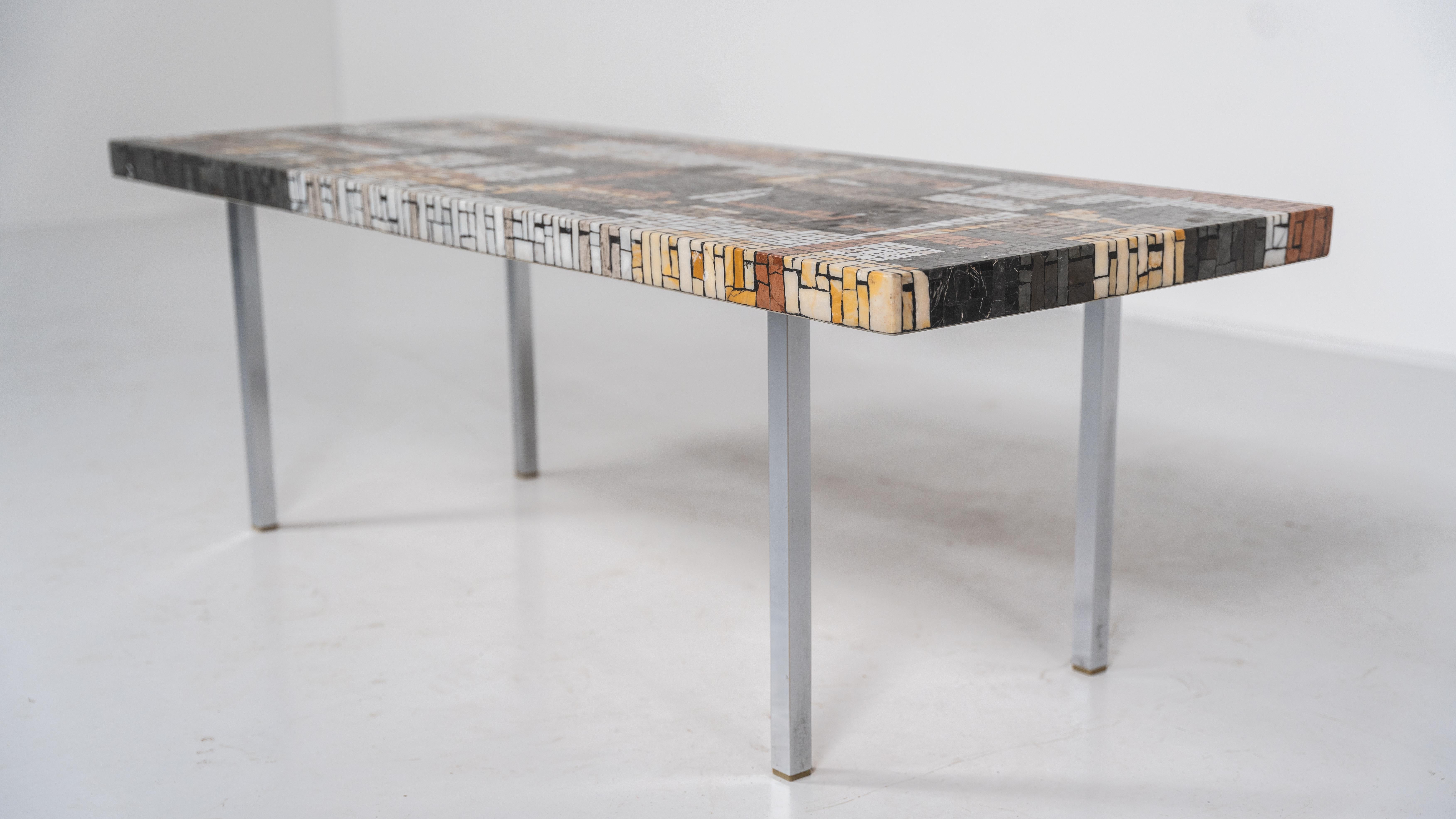 Late 20th Century Mid-Century Modern Mosaic Coffee Table, 1970s For Sale