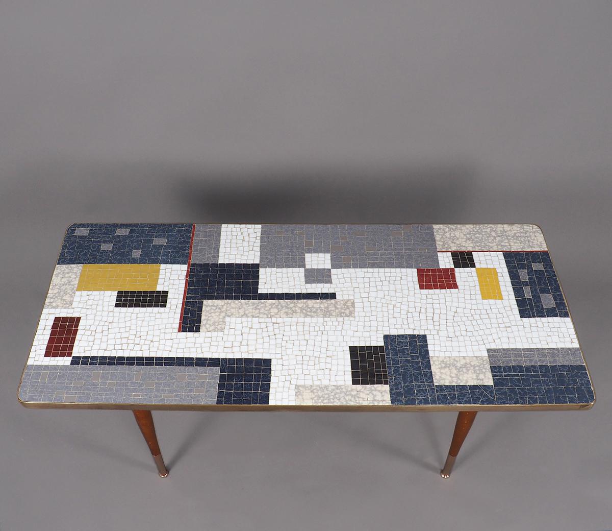 Mid-Century Modern Mosaic Coffee Table from Ilse Möbel, 1950s In Good Condition For Sale In HEILOO, NL