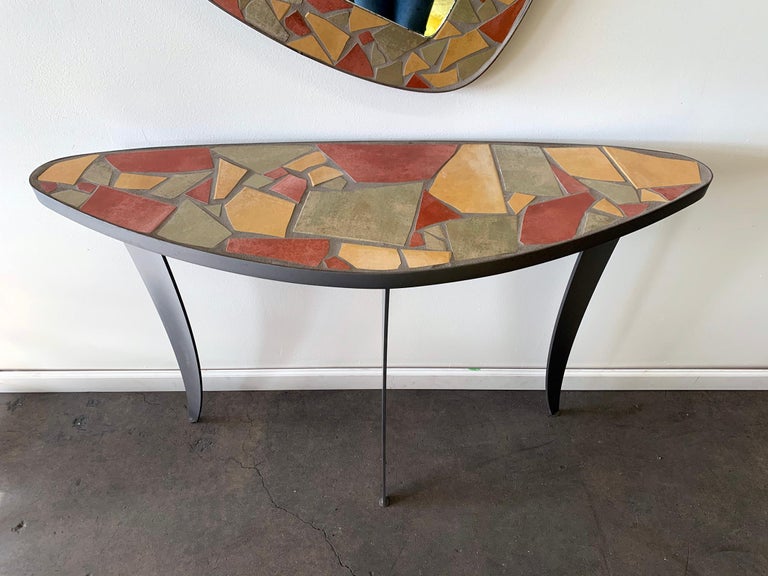 MidCentury Modern Mosaic Console Table and Mirror at 1stDibs