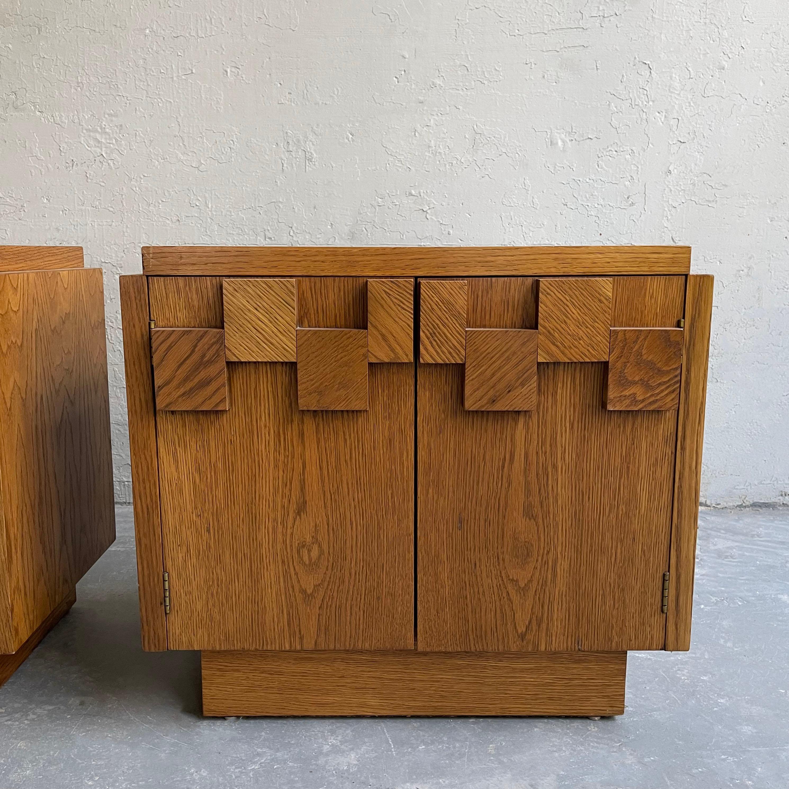 Mid-Century Modern Mosaic Oak Nightstands by Lane 5