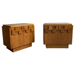 Mid-Century Modern Mosaic Oak Nightstands by Lane