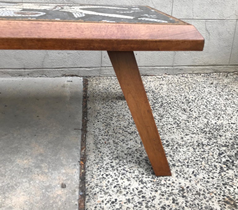 Mid-Century Modern Mosaic Tile Top Coffee Table For Sale 4
