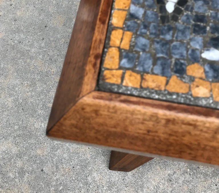 Mid-Century Modern Mosaic Tile Top Coffee Table For Sale 5