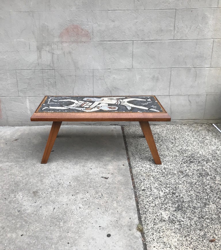 Mid-Century Modern Mosaic Tile Top Coffee Table For Sale 6