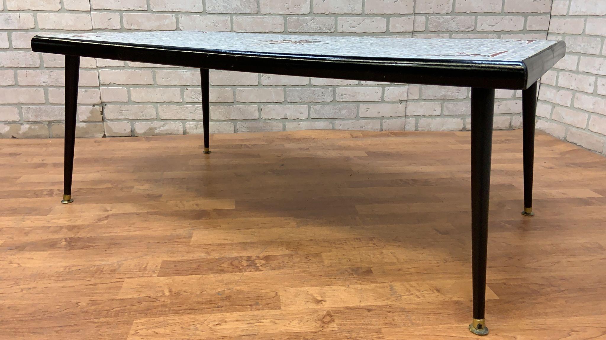 Mid-Century Modern Mid Century Modern Mosaic Tile Top Coffee Table