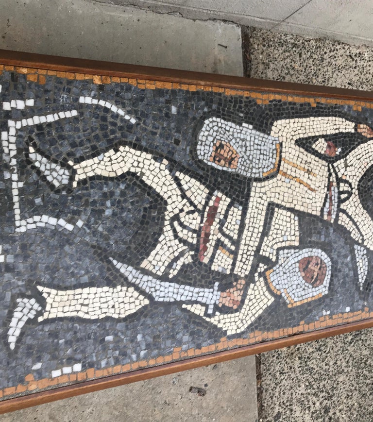 Mid-Century Modern Mosaic Tile Top Coffee Table In Good Condition For Sale In Lambertville, NJ