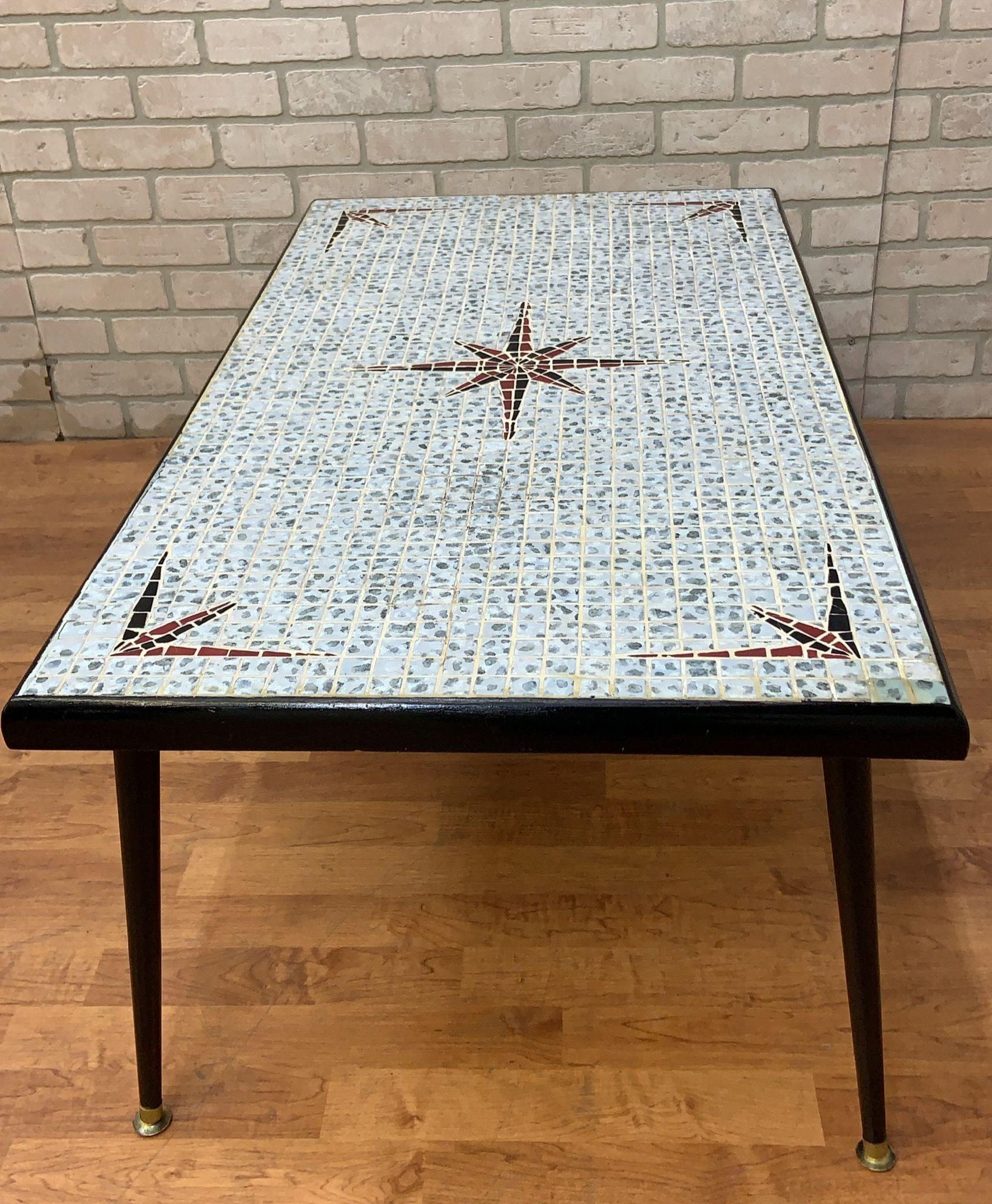 Unknown Mid Century Modern Mosaic Tile Top Coffee Table