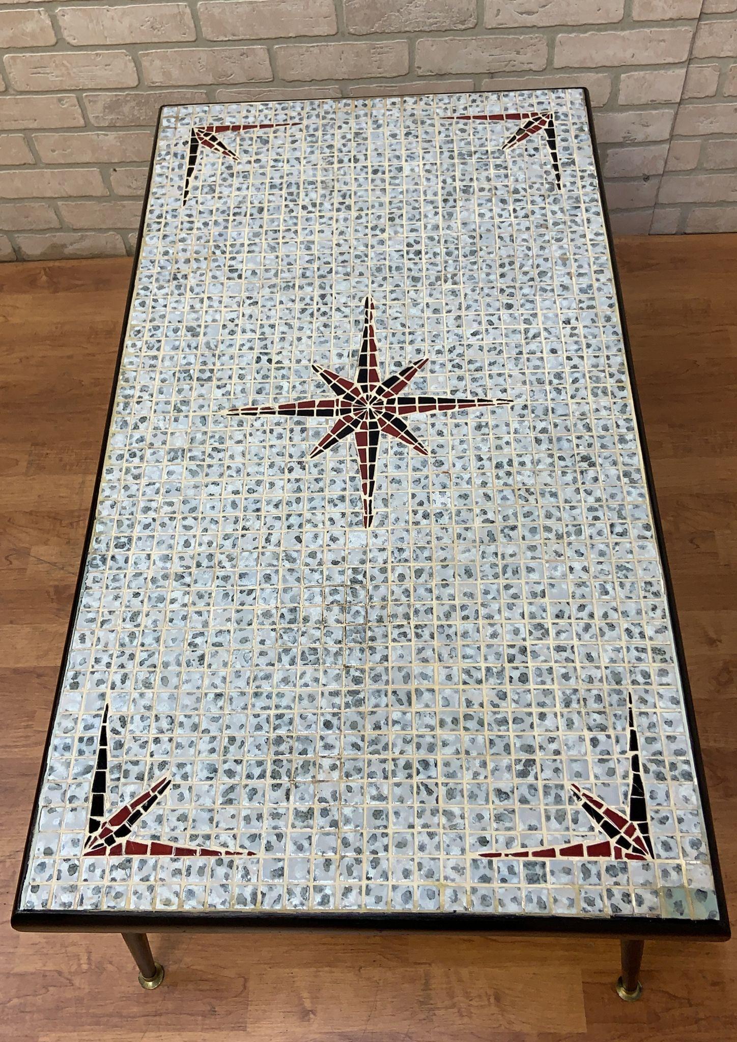 Mid Century Modern Mosaic Tile Top Coffee Table In Good Condition In Chicago, IL