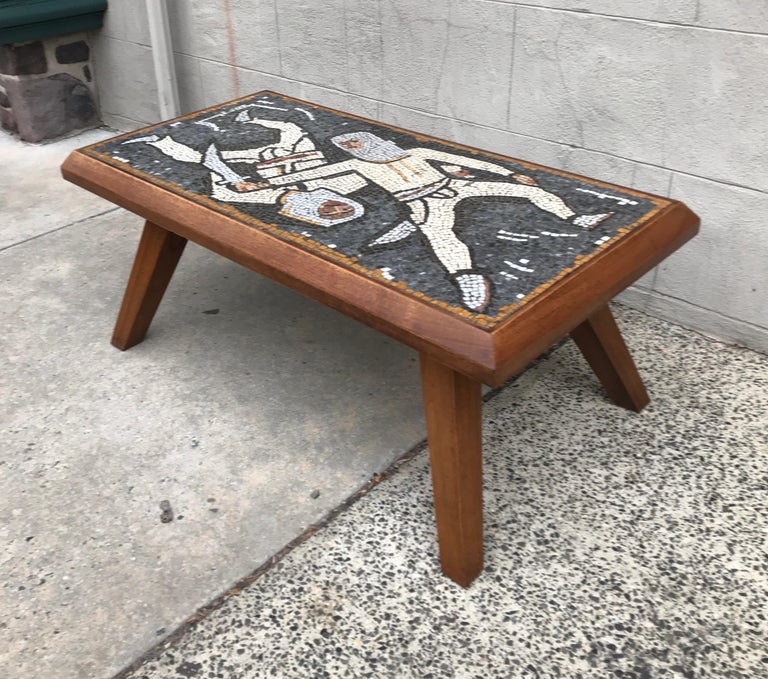 Mid-Century Modern Mosaic Tile Top Coffee Table For Sale 2