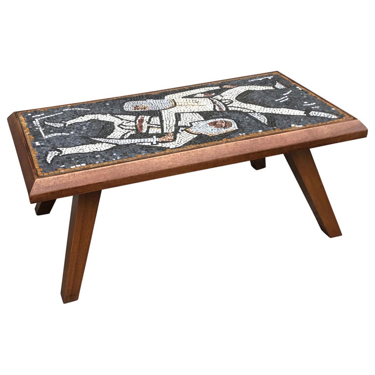Mid-Century Modern Mosaic Tile Top Coffee Table For Sale